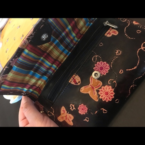 Mexican wallet clutch , Goat Leather butterflies - Picture 6 of 8